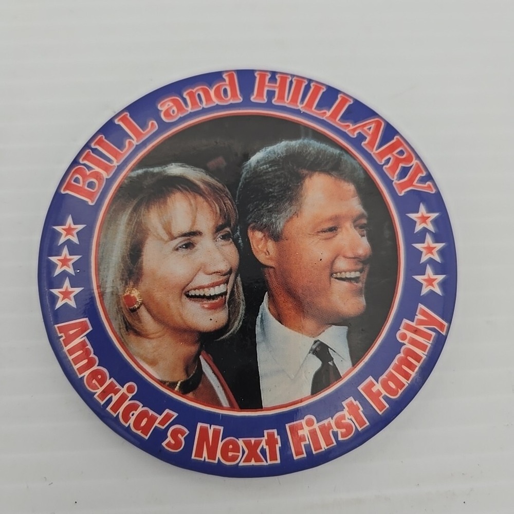 Bill and Hillary Clinton Presidential Inauguration Button Pin KG People First